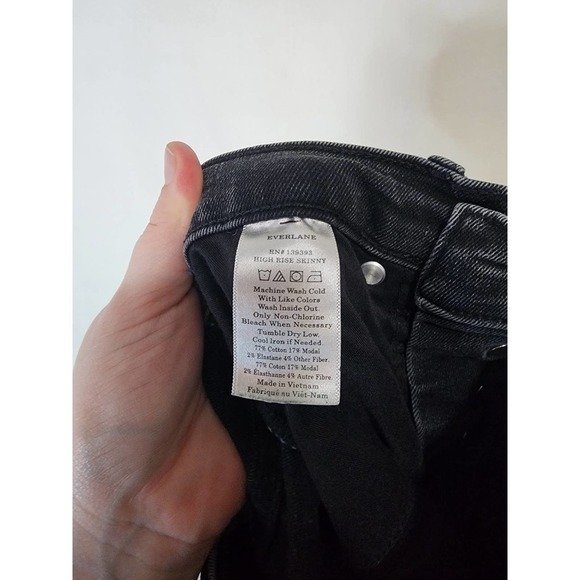 Everlane High Rise Button Fly Black Denim Authentic Stretch 26 Ankle Skinny Jean - Picture 6 of 11